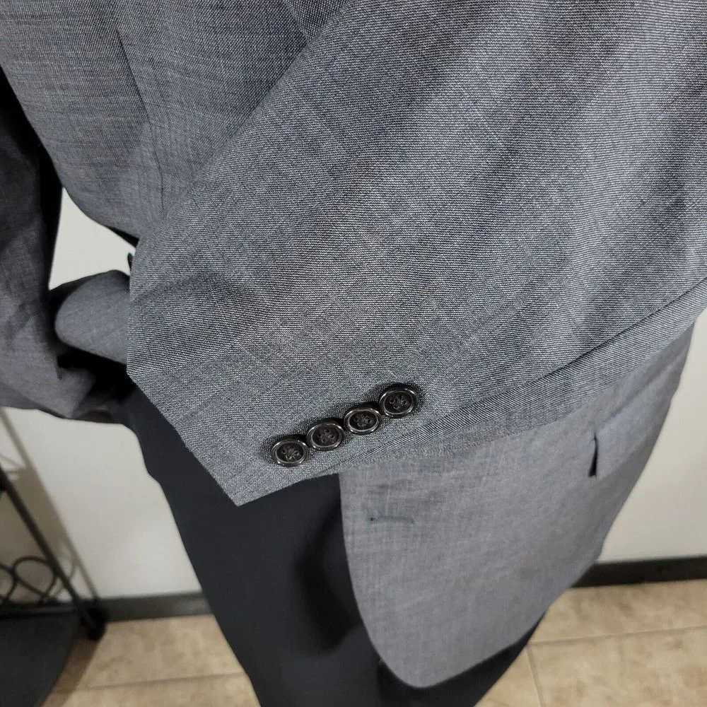 Lauren Ralph Lauren Men's Sport Coat Blazer Gray Natural Wool‎ Stretch Size 46L